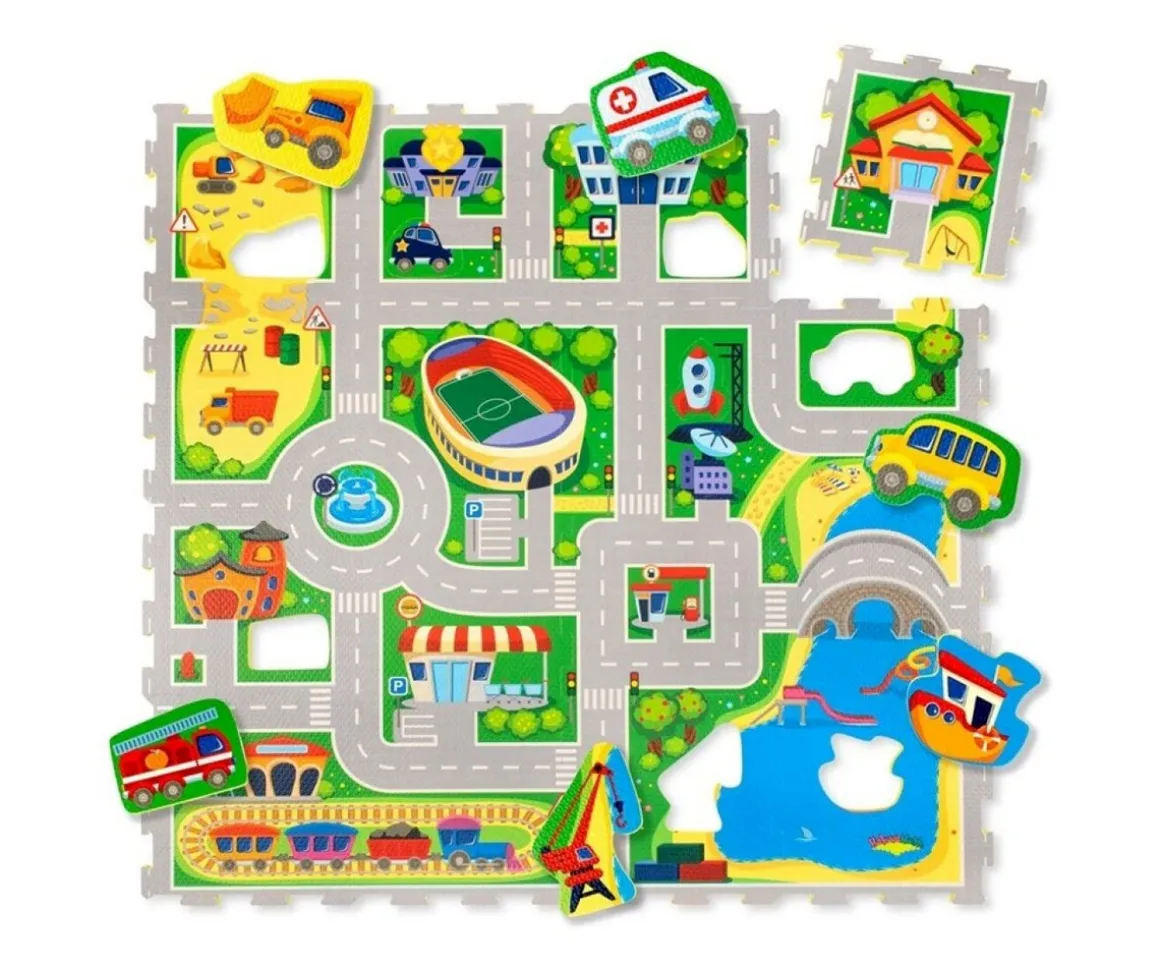 Alfombra Puzzle Ciudad 120 x 120 cm