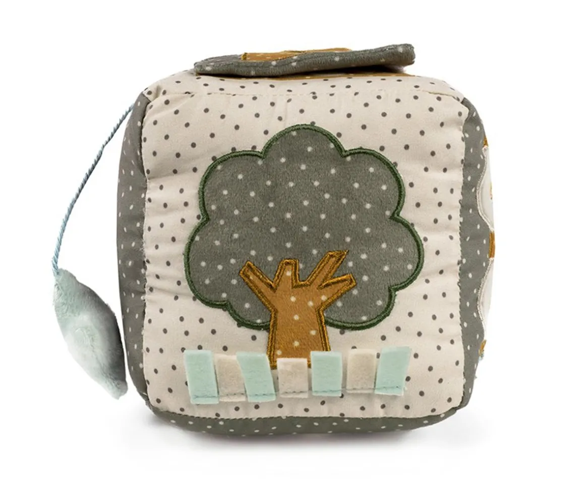 Cubo Blandito de Actividades Sonajero Poppy Musgo