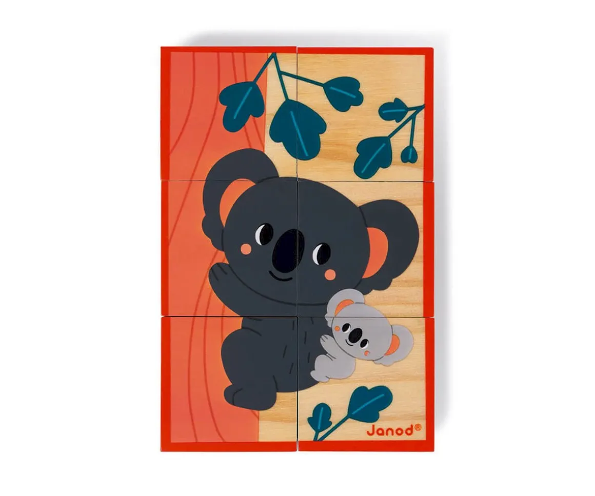 6 Cubos de Madera Animales