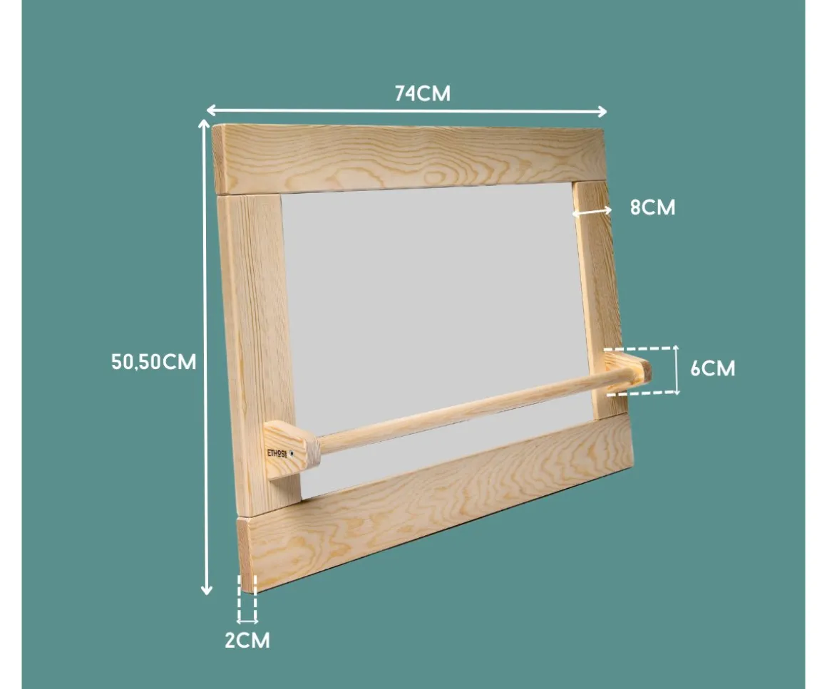 Espejo Montessori Pequeño con Barra de Madera