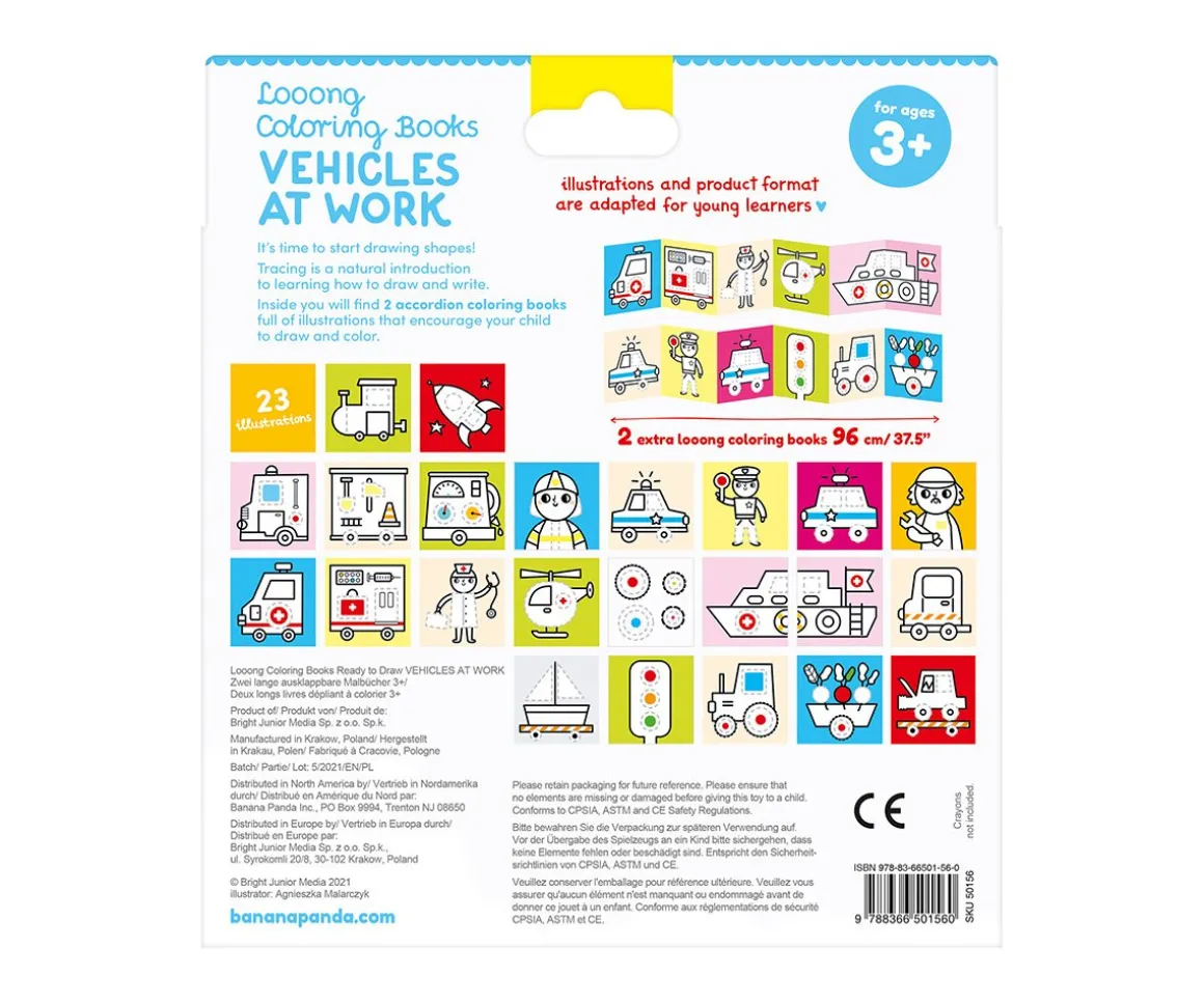 Libro Para Colorear Looong Vehicles at Work