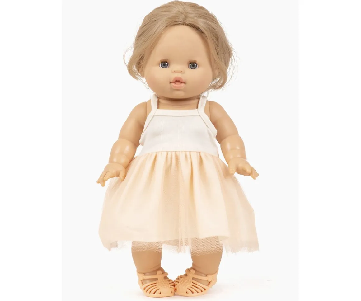 Muñeca Gordis Latika con Pelele Léonore Crudo y Cangrejeras Beige