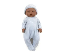 Muñeco Cuties Basile con Pijama de Terciopelo Azul Nikky con Gorro