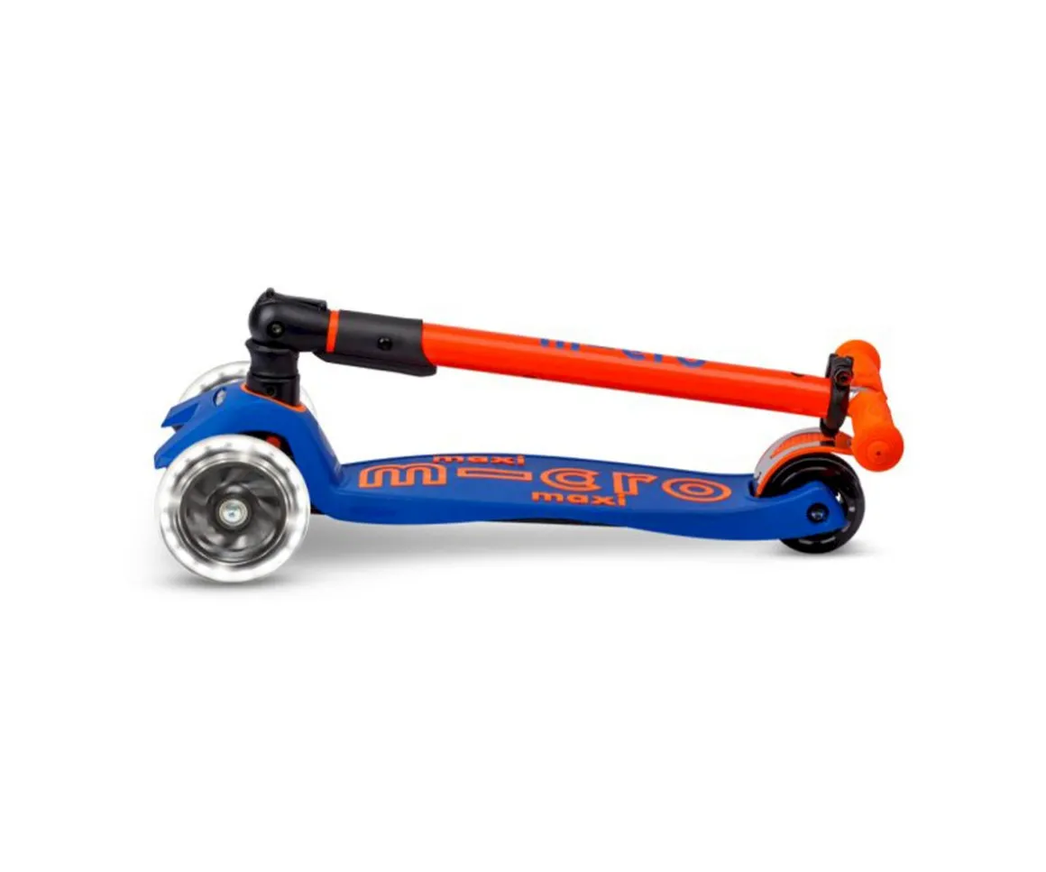 Patinete Maxi Deluxe Plegable Neon Led Azul / Naranja