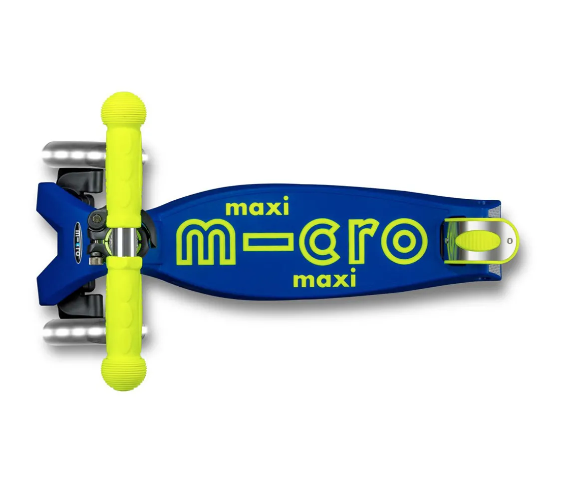 Patinete Maxi Deluxe Plegable Neon LED Azul-Amarillo