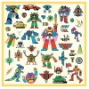 160 Pegatinas Metalizadas Robots