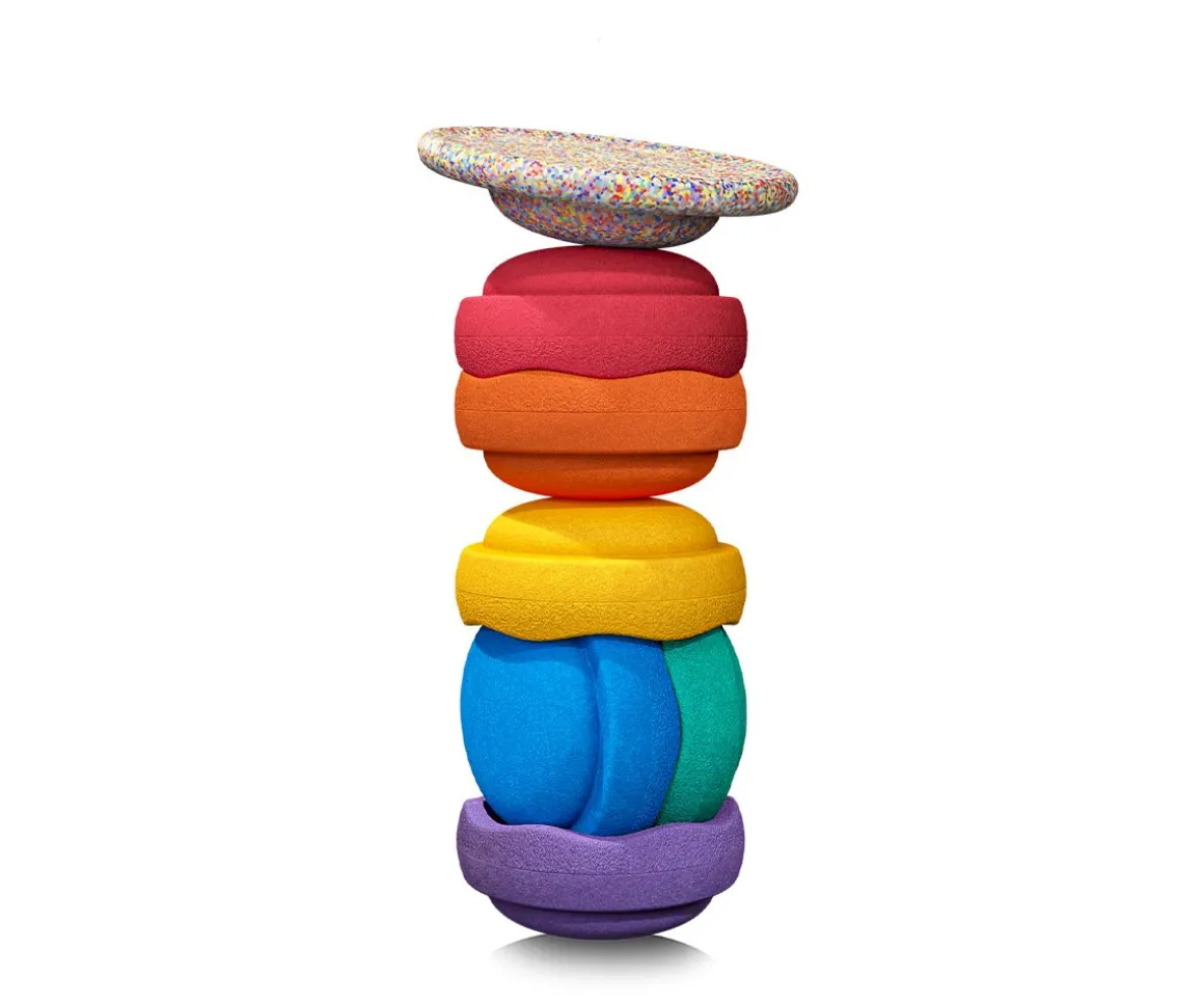 Stapelstein Set Super Confetti Rainbow Classic 6+1 Board Nuevo