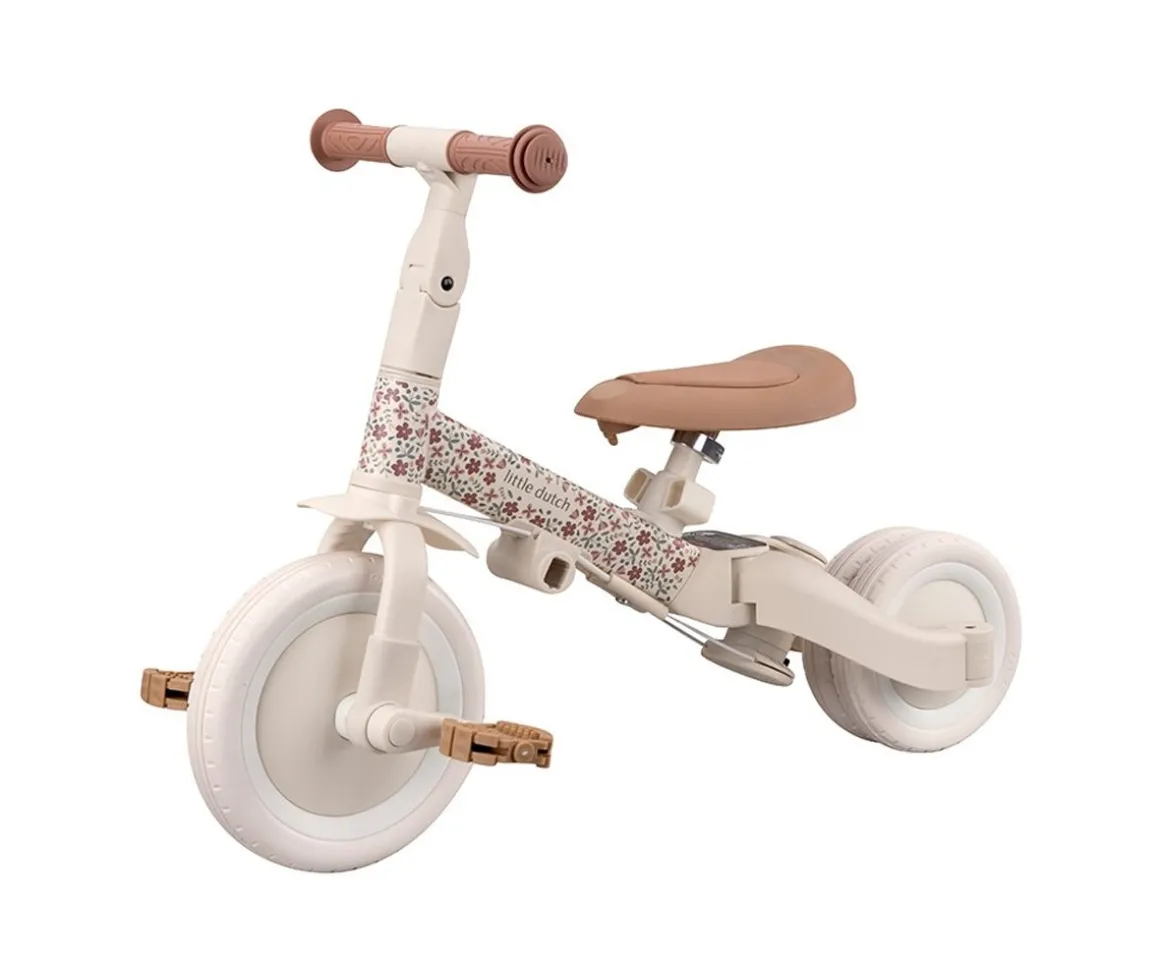Triciclo con Barra 4 en 1 Blanco Flores